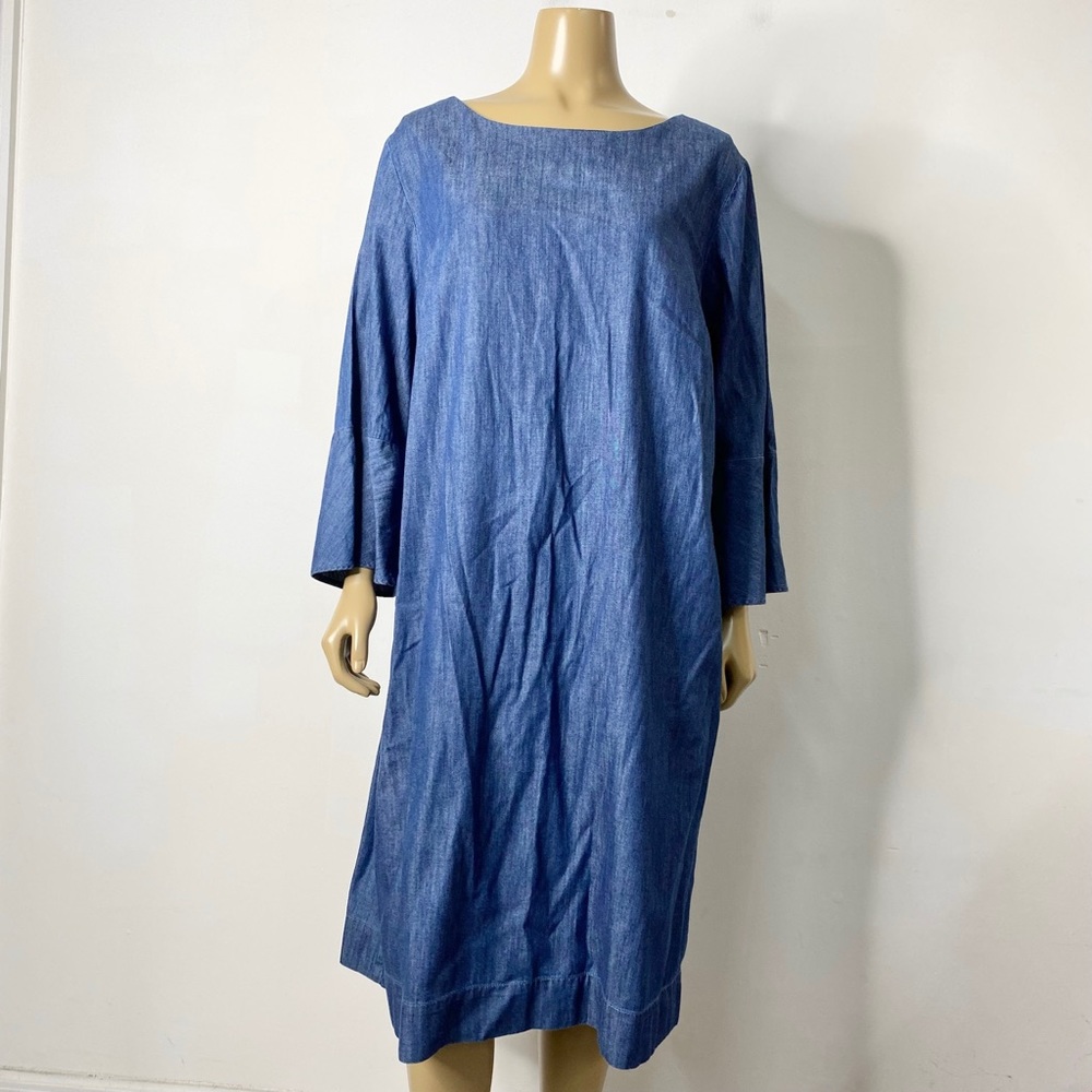 Talbots Denim Flounce Sleeve Dress